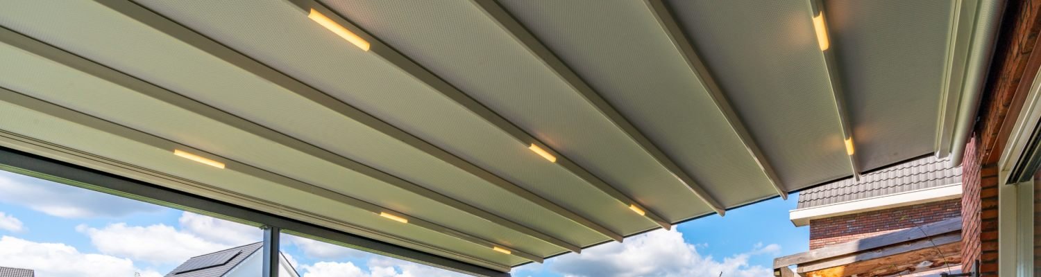 Aluminium-Faltdach mit integrierter LED-Beleuchtung, Detailansicht